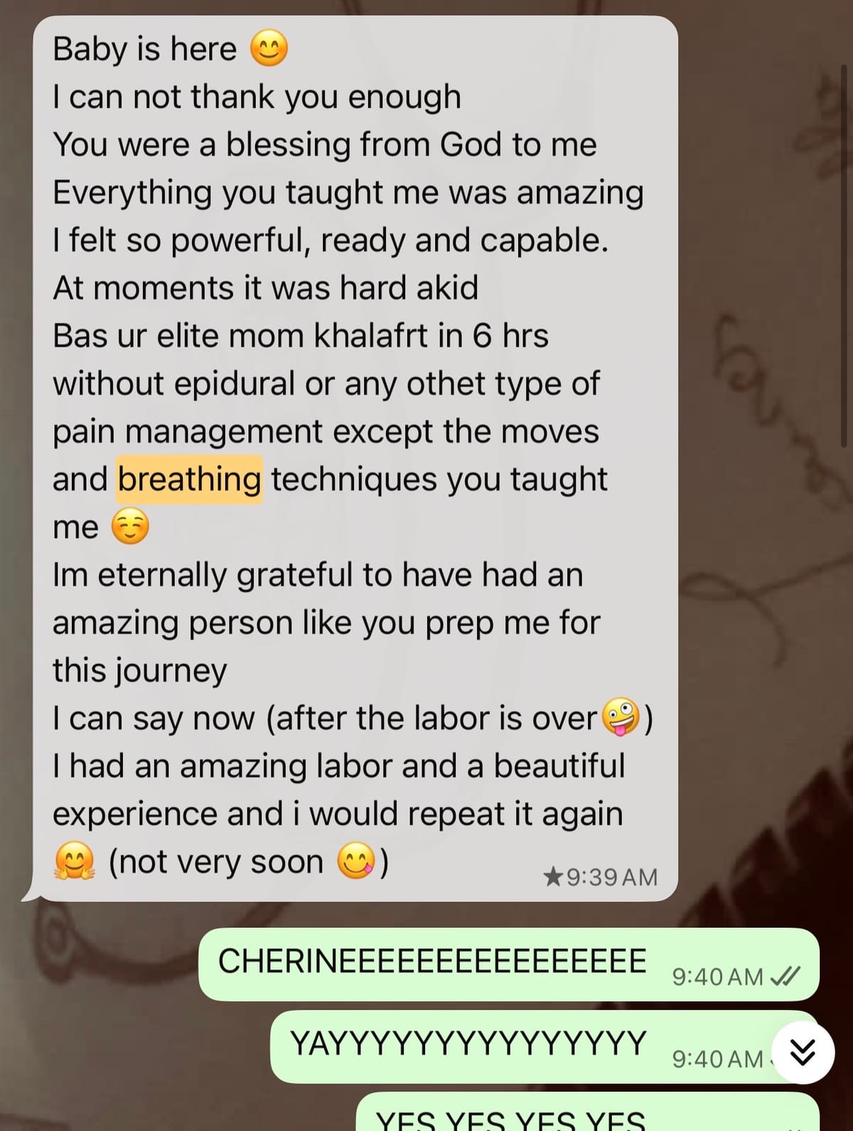 Message from a mother after breastfeeding support