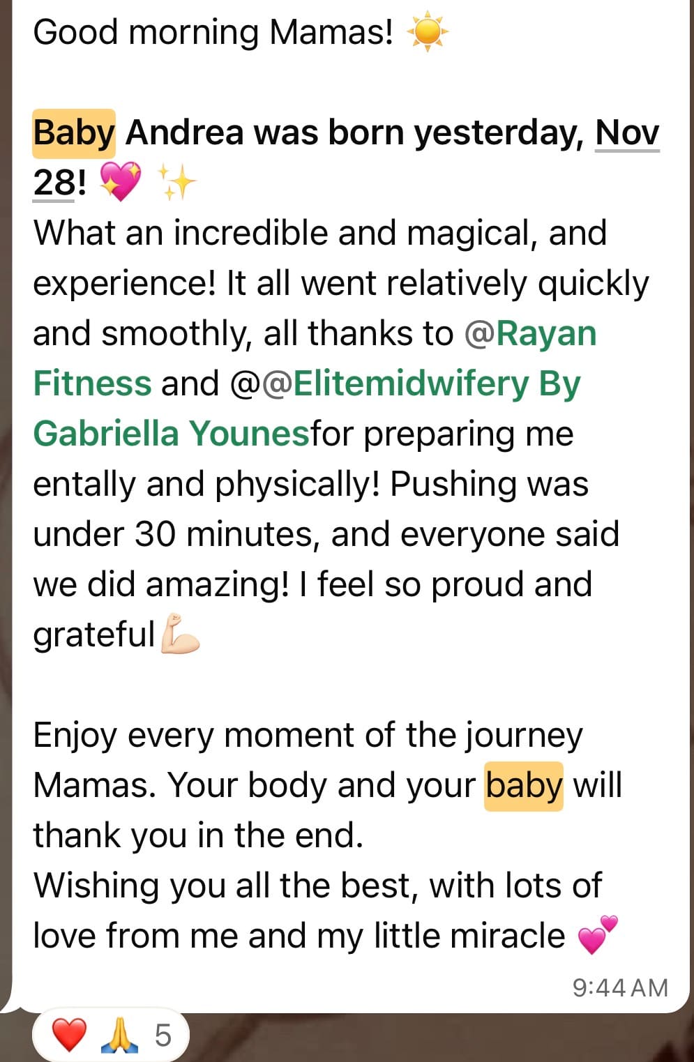 Message from a mother after breastfeeding support